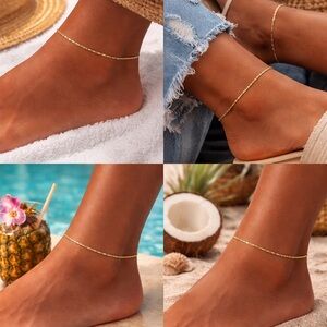 925 Sterling Silver Minimalist Thin Chain Bracelet Dainty Foot Jewelry
